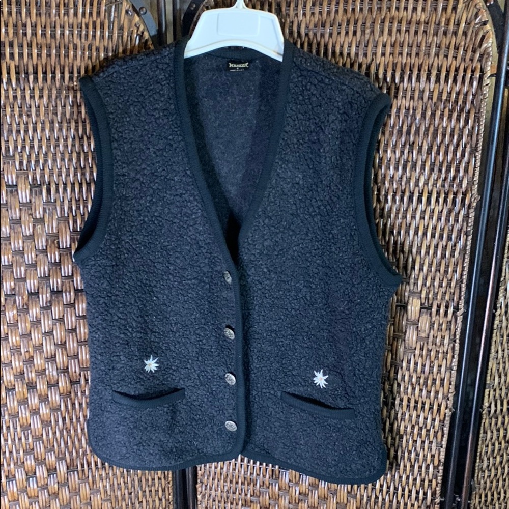 Vintage Marker Knit Embroidered Flowers Vest Size S